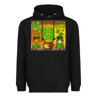 St Patricks Gnomes And Coins With Shamrock Heavyweight Hoodie | Teevron