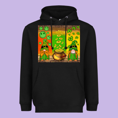 St Patricks Gnomes And Coins With Shamrock Heavyweight Hoodie Designed By Artiststas