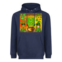 Navy st patricks gnomes and coins with shamrock Heavyweight Hoodie - Artiststas
