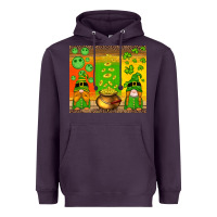 Plum st patricks gnomes and coins with shamrock Heavyweight Hoodie - Artiststas