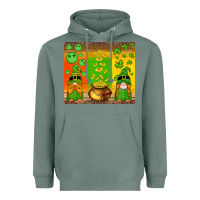 Sage st patricks gnomes and coins with shamrock Heavyweight Hoodie - Artiststas