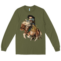 Army Green Midilli little Cowboy kid rodeo Long Sleeve Tee - HowdyJamesFarm