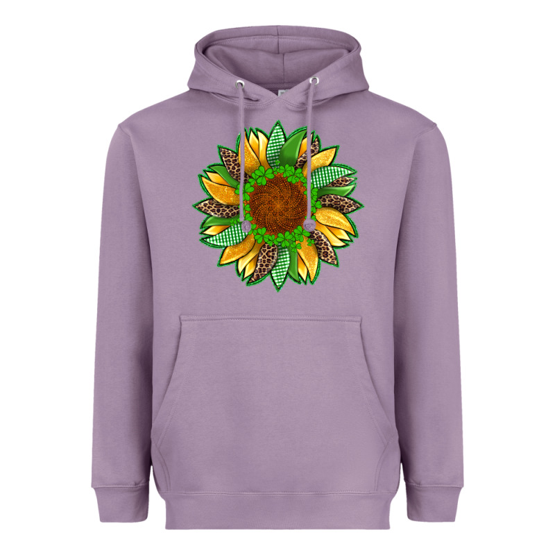 St Patricks Sunflower With Leopard  Shamrock And Glitter Heavyweight Hoodie by Artiststas | Teevron