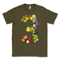 Army Green Number 3 Fruit 3rd birthday party fruit themed gift Idea Classic Tee - minhPixels