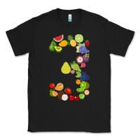 Black Number 3 Fruit 3rd birthday party fruit themed gift Idea Classic Tee - minhPixels