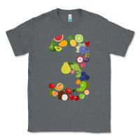 Charcoal Heather Number 3 Fruit 3rd birthday party fruit themed gift Idea Classic Tee - minhPixels