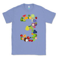 Colony Blue Number 3 Fruit 3rd birthday party fruit themed gift Idea Classic Tee - minhPixels