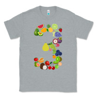 Heather Grey Number 3 Fruit 3rd birthday party fruit themed gift Idea Classic Tee - minhPixels