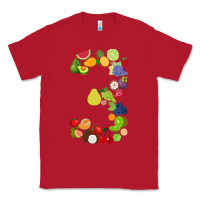 Red Number 3 Fruit 3rd birthday party fruit themed gift Idea Classic Tee - minhPixels