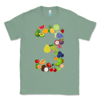 Sage Number 3 Fruit 3rd birthday party fruit themed gift Idea Classic Tee - minhPixels