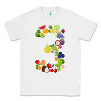 White Number 3 Fruit 3rd birthday party fruit themed gift Idea Classic Tee - minhPixels