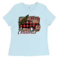 Baby Blue Merry Christmas Truck Ladies Tee - Bettercallsaul