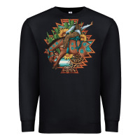 Black bucking bronco aztec shape background Premium Sweatshirt - Artiststas