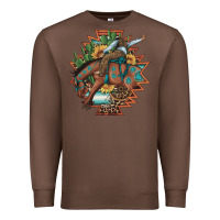 Chestnut bucking bronco aztec shape background Premium Sweatshirt - Artiststas