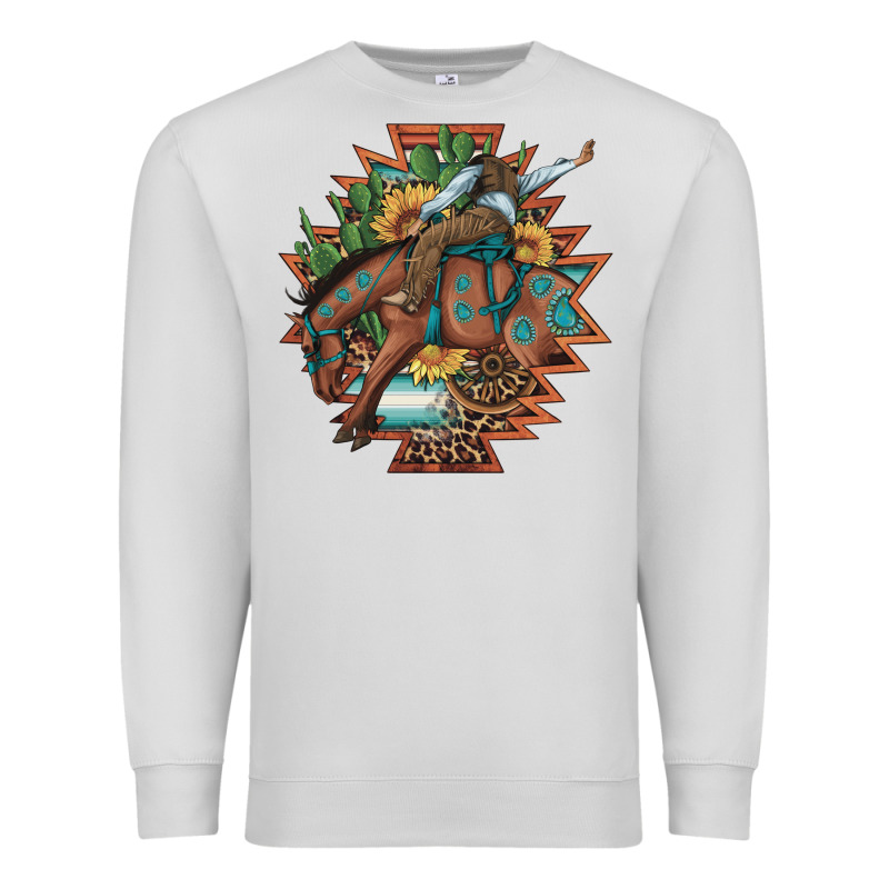 Bucking Bronco Aztec Shape Background Premium Sweatshirt by Artiststas | Teevron