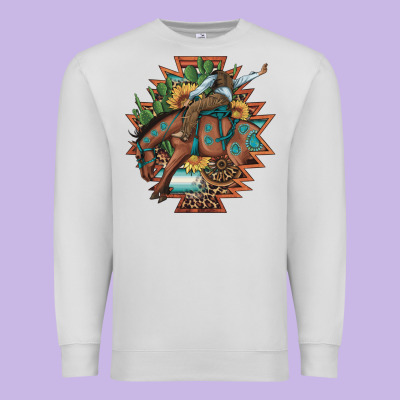 Bucking Bronco Aztec Shape Background Premium Sweatshirt Designed By Artiststas