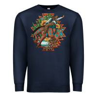 Navy bucking bronco aztec shape background Premium Sweatshirt - Artiststas