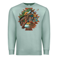 Seafoam bucking bronco aztec shape background Premium Sweatshirt - Artiststas