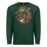 Sports Green bucking bronco aztec shape background Premium Sweatshirt - Artiststas