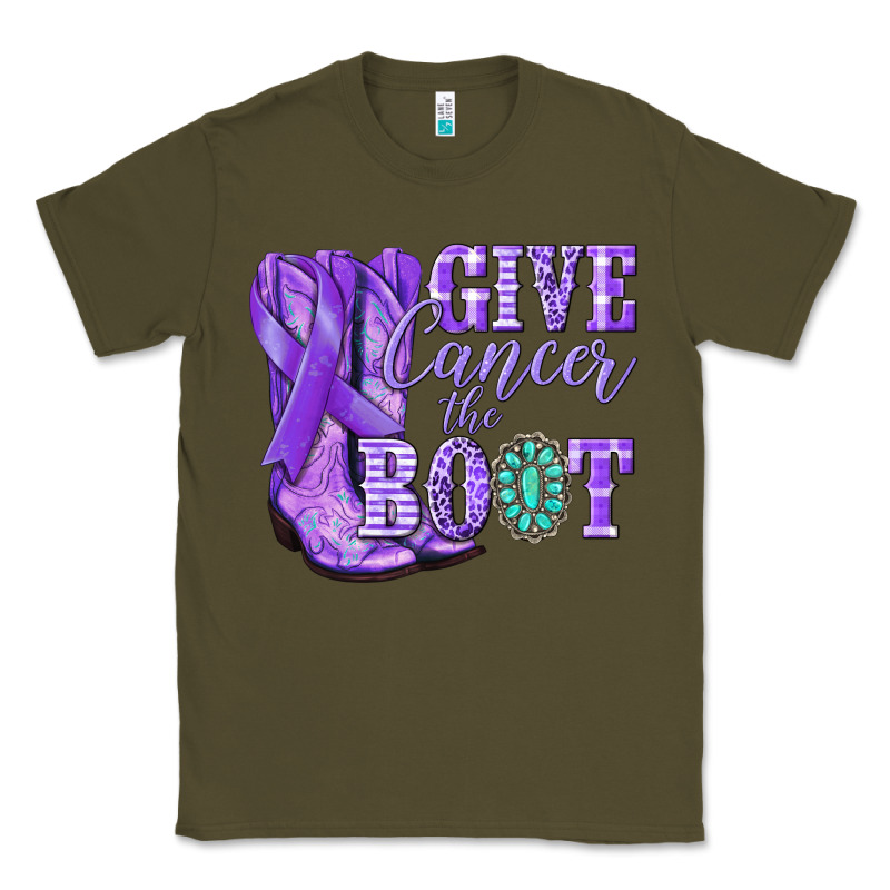 Give Cancer The Boot Purple Ribbon Classic Tee by NancyCooperArtShop | Teevron
