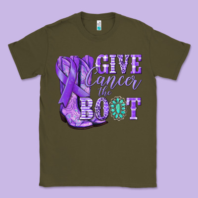 Give Cancer The Boot Purple Ribbon Classic Tee Designed By Nancycooperartshop