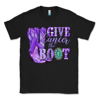 Black Give Cancer the boot purple ribbon Classic Tee - NancyCooperArtShop