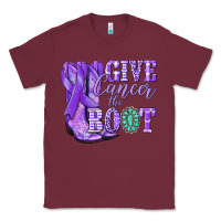 Burgundy Give Cancer the boot purple ribbon Classic Tee - NancyCooperArtShop