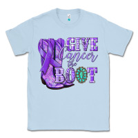 Dusty Blue Give Cancer the boot purple ribbon Classic Tee - NancyCooperArtShop