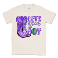 Natural Give Cancer the boot purple ribbon Classic Tee - NancyCooperArtShop