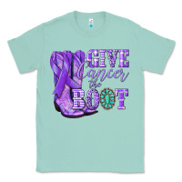 Seafoam Give Cancer the boot purple ribbon Classic Tee - NancyCooperArtShop