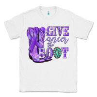 White Give Cancer the boot purple ribbon Classic Tee - NancyCooperArtShop