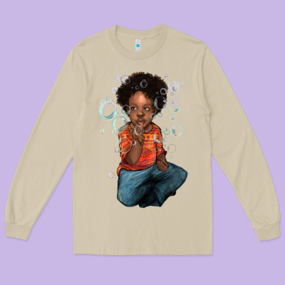 Afro Black Boy Long Sleeve Tee Designed By Howdyjamesfarm