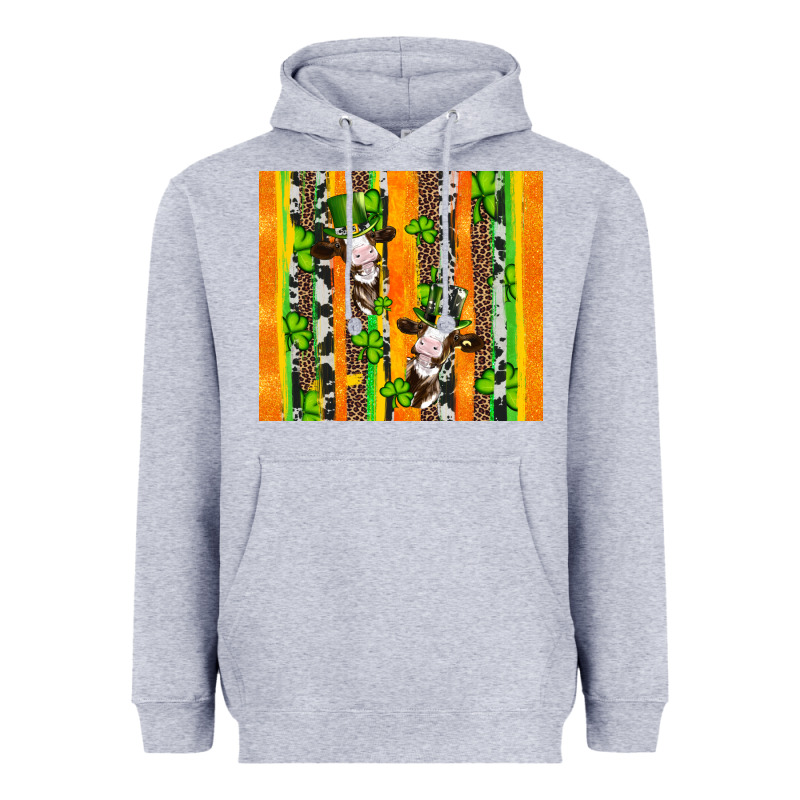 St Patricks Cow And Shamrock With Cowhide Heavyweight Hoodie by Artiststas | Teevron
