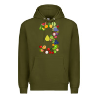 Army Green Number 3 Fruit 3rd birthday party fruit themed gift Idea Premium Hoodie - minhPixels