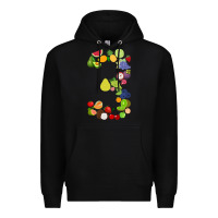 Black Number 3 Fruit 3rd birthday party fruit themed gift Idea Premium Hoodie - minhPixels