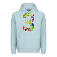 Blue Mist Number 3 Fruit 3rd birthday party fruit themed gift Idea Premium Hoodie - minhPixels