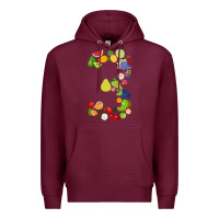 Burgundy Number 3 Fruit 3rd birthday party fruit themed gift Idea Premium Hoodie - minhPixels
