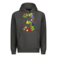 Charcoal Heather Number 3 Fruit 3rd birthday party fruit themed gift Idea Premium Hoodie - minhPixels