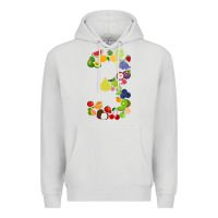 Dove Grey Number 3 Fruit 3rd birthday party fruit themed gift Idea Premium Hoodie - minhPixels
