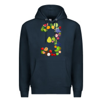 Navy Number 3 Fruit 3rd birthday party fruit themed gift Idea Premium Hoodie - minhPixels