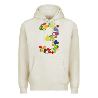 Oatmeal Heather Number 3 Fruit 3rd birthday party fruit themed gift Idea Premium Hoodie - minhPixels