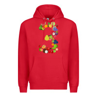 Red Number 3 Fruit 3rd birthday party fruit themed gift Idea Premium Hoodie - minhPixels