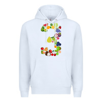 White Number 3 Fruit 3rd birthday party fruit themed gift Idea Premium Hoodie - minhPixels
