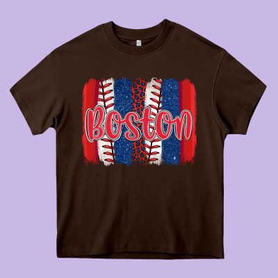 Boston Baseball Team Spirit Brushstrokes Heavy Core Tee Designed By Artiststas