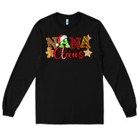 Black Nana Claus Christmas Lights And Gifts mother's day Long Sleeve Tee - HowdyJamesFarm