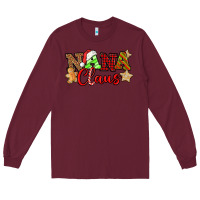 Burgundy Nana Claus Christmas Lights And Gifts mother's day Long Sleeve Tee - HowdyJamesFarm