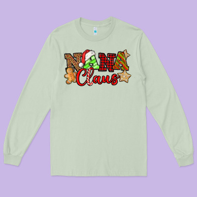 Nana Claus Christmas Lights And Gifts Mother's Day Long Sleeve Tee Designed By Howdyjamesfarm
