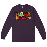 Plum Nana Claus Christmas Lights And Gifts mother's day Long Sleeve Tee - HowdyJamesFarm