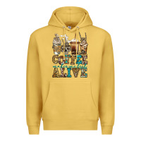 Antique Gold coffee makes me feel alive skeleton coffee cups Premium Hoodie - Jasminsmagicworld