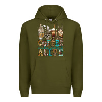 Army Green coffee makes me feel alive skeleton coffee cups Premium Hoodie - Jasminsmagicworld